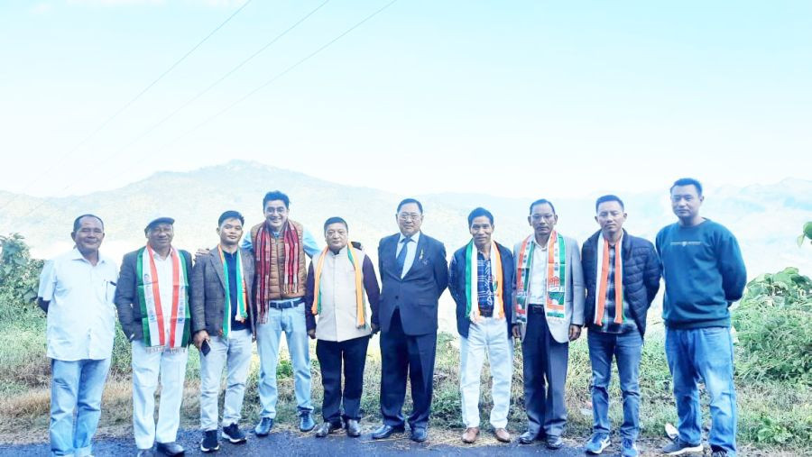 Dr Ajoy Kumar (4th from left), AICC I/C Nagaland, Tripura & Sikkim, with NPCC Tour Team led by NPCC President K Therie. (Photo Courtesy: NPCC Communication Department)