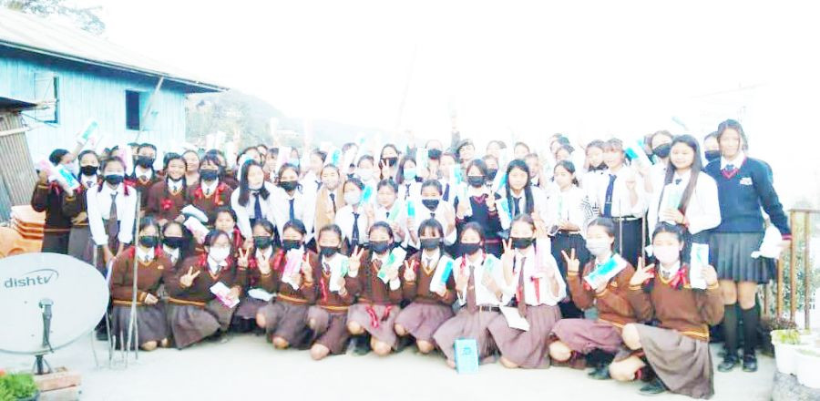 Sanitary pads were distributed to students with help of women helpline Dimapur (Lanuila) and Noklak Police.