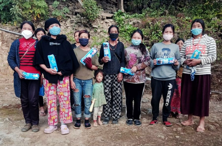 During the awareness campaign on menstrual hygiene at Ngozubomi village, sanitary pads were handed out to the targeted beneficiaries funded by the National Health Project. (Photo Courtesy: CMO Office Zunheboto)