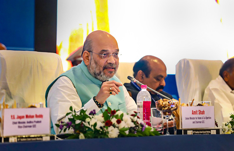 Union Home Minister Amit Shah chairs the Southern Zonal Council meeting in Tirupati on November 14, 2021. (PTI Photo)