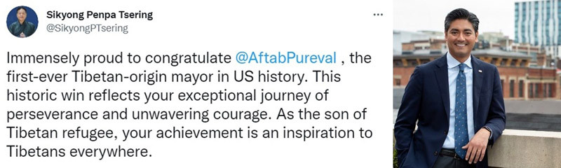 First ever Tibetan-origin mayor in US history.(IANS/Twitter)