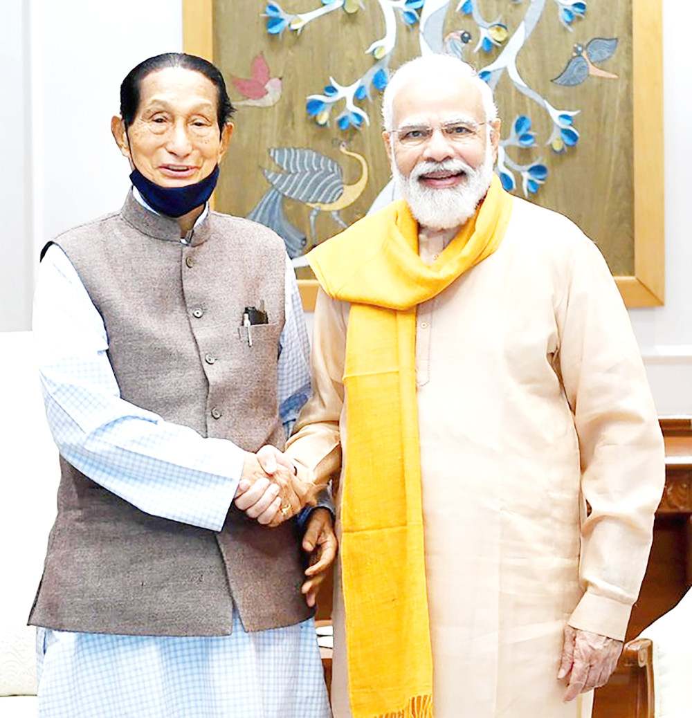 Prime Minister Narendra Modi with former CM of Nagaland SC Jamir during their meeting on November 6. (PTI Photo)