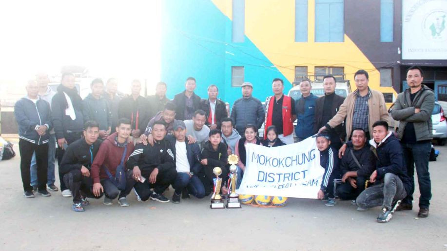 The MDVA men’s and women’s teams with the trophies after the welcome reception at Imkongmeren Sports Complex on November 26.