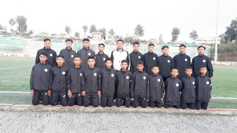 The Nagaland taekwondo team along with the coach at IG Stadium on Monday.