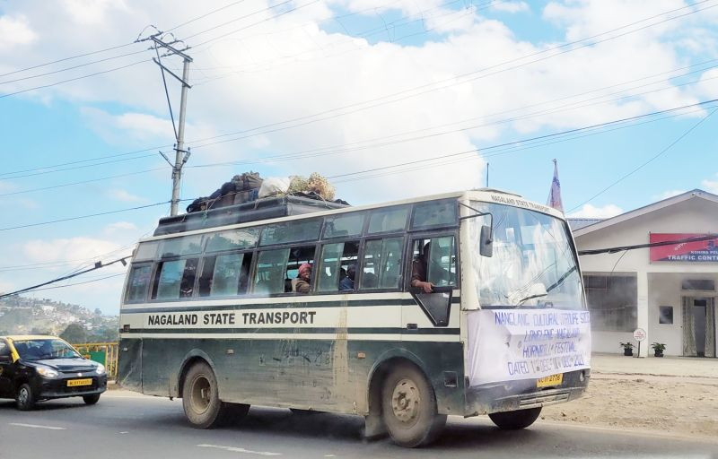 Cultural troupe from Longleng district on way to The Naga Heritage village, Kisama for the forthcoming Hornbill Festival of Nagaland. 17 cultural troupes from Nagaland will perform cultural dances, songs, rituals and indigenous games throughout ten days festival starting from December 1 till 10. (Morung Photo)