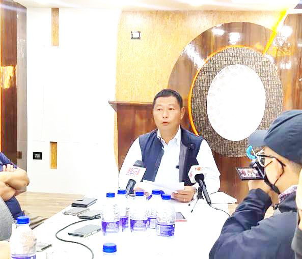 Newly appointed Chairman of NBOCWWB, Kekhrie Yhome, during an interaction with media personnel at Kohima on November 11. (Morung Photo)