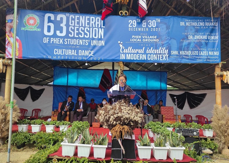 Dr Ketholenuo Rhakho speaking at the inaugural session on December 29.