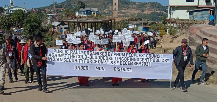 Citizens of Longleng led by the PPC conducted a public rally demanding justice for the victims of the December 4 and 5 incidents in Mon district. (DIPR Photo)
