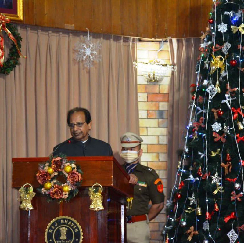 Prof Jagdish Mukhi, Governor of Nagaland and Assam addressing the occasion of celebrating Mahaparinirvan Diwas at Dr Imkongliba Ao Hall, Raj Bhavan, Kohima.