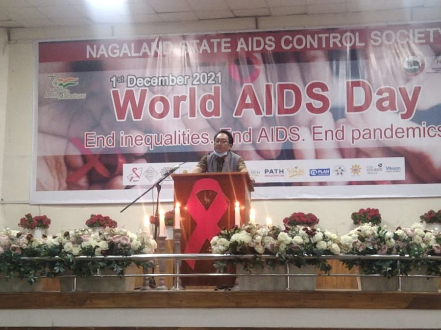 Project director, NSACS, Dr K Vikato Kinimi speaking at the ‘World AIDS Day’ programme on December 1. (Morung Photo) 