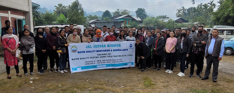 Members of Water & Sanitation (WATSAN) Committee from 19 villages and DWSM  PHED officials during the training on Water Quality Testing with Field Testing Kits  held at  Town Hall, Tuli Town December 7.