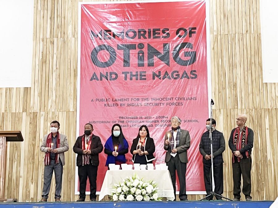 A total of 14 candles were lit in memory of the 14 innocent civilians who were killed by Indian security forces in Oting and Mon town, during the ‘Memories of Oting and the Nagas,’ programme on December 19. (Morung Photo)