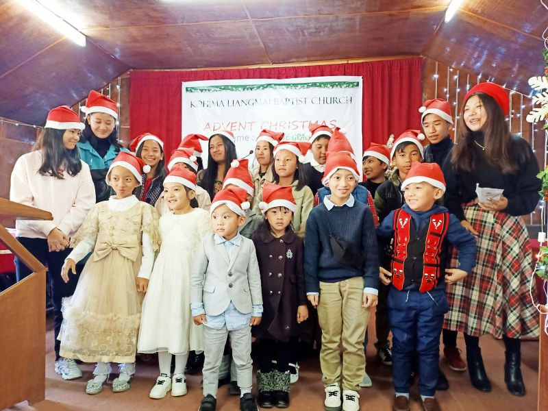 Sunday school children singing during the KLBC, D Block advent Christmas celebration on December 12.