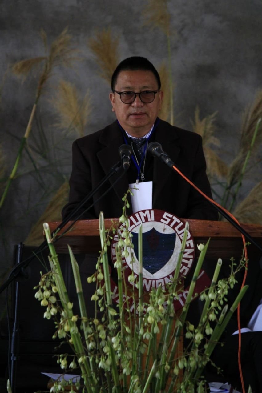 Er Mhaseto Nakro addressing the 68th general session of Thenyizumi Students Union on December 29.