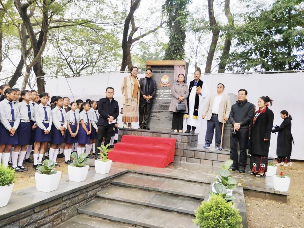 Officials and students during the f Lampstand Higher Secondary School silver jubilee celebration on January 27.