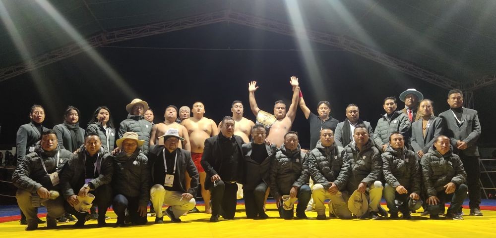 Winners of Naga wrestling event with others on January 22. Morung Photo