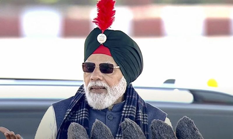 Prime Minister Narendra Modi speaks during Prime Minister's NCC rally, at Cariappa Parade Ground in New Delhi on January 28, 2022. (PTI Photo)