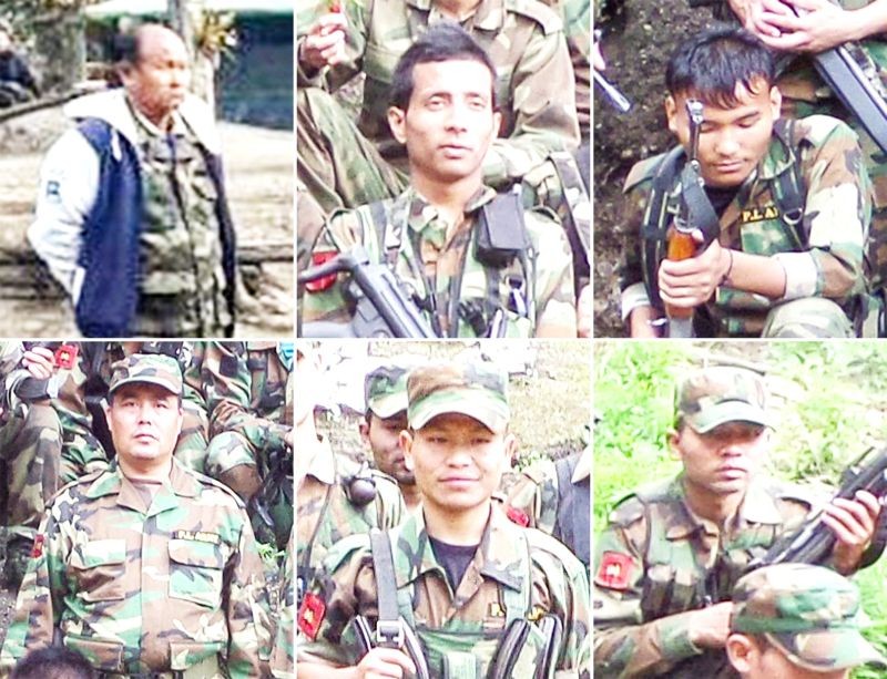 Combo image of cadres of People's Liberation Army (PLA) and Manipur Naga People's Front (MNPF).  (PTI Photo)