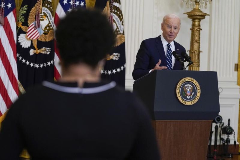President Joe Biden speaks during a news conference in the East Room of the White House, March 25, 2021, in Washington. As President Joe Biden wraps up his first year in the White House, he has held fewer news conferences than any of  his five immediate predecessors at the same point in their presidencies, and has taken part in fewer media interviews than any of his recent predecessors. That's according to new research from Towson University professor emerita Martha Joynt Kumar. (AP File Photo)