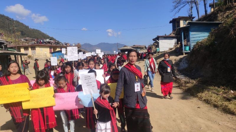 The Yimkhiung Women Organisation (YWO) organised a mass rally on January 7 to express support for the Yimkhiung Tribal Council’s demand for Shamator district. (DIPR Photo)
