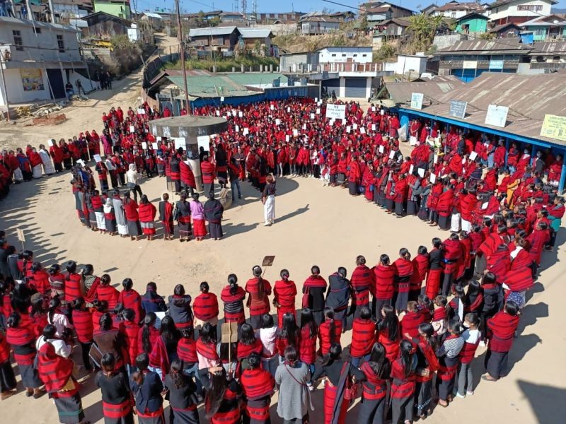 The Yimkhiung Women Organisation (YWO) organised a mass rally on January 7 to express support for the Yimkhiung Tribal Council’s demand for Shamator district. (DIPR Photo)