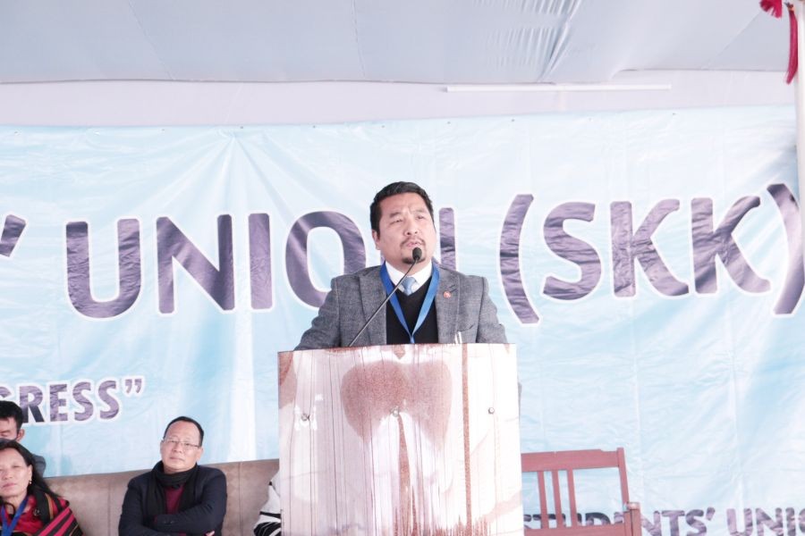 Minister Tongpang Ozukum addressing the 50th general conference of All Sumi Students Union held at Old Shena village on January 29.