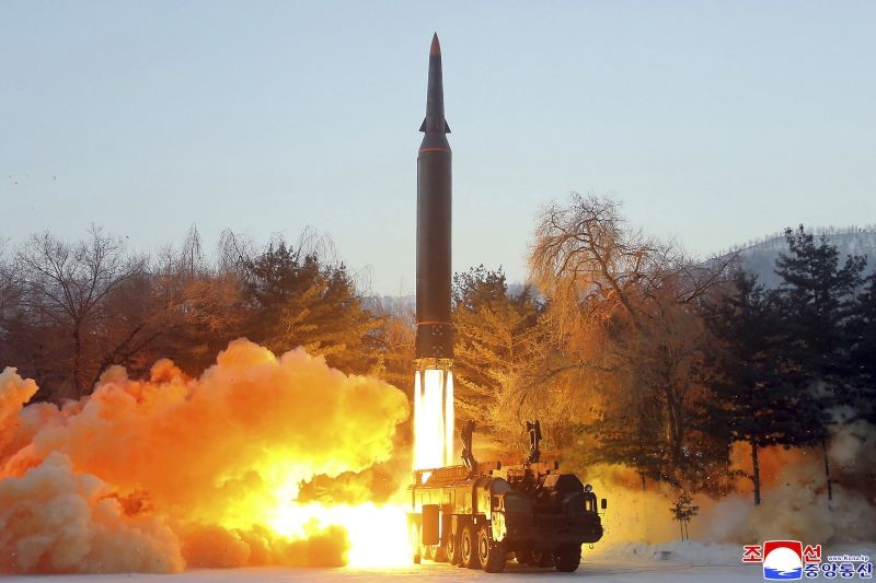This photo provided by the North Korean government, shows what it says a test launch of a hypersonic missile in North Korea on January 5, 2022. Independent journalists were not given access to cover the event depicted in this image distributed by the North Korean government. The content of this image is as provided and cannot be independently verified. Korean language watermark on image as provided by source reads: "KCNA" which is the abbreviation for Korean Central News Agency. (AP/PTI Photo)