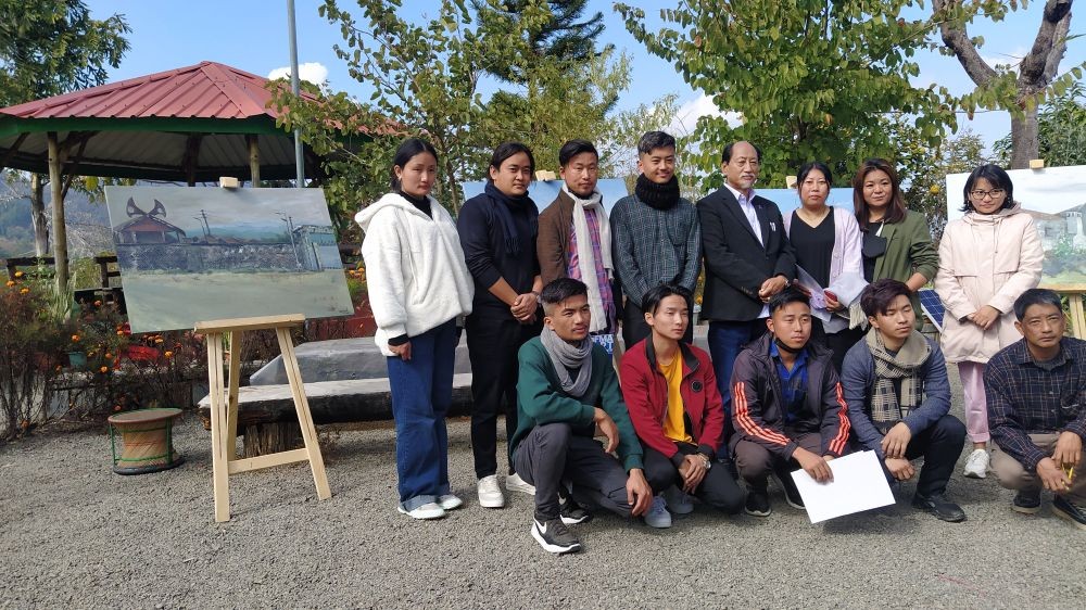 Nagaland Chief Minister, Neiphiu Rio with artists who participated in the TaFMA Art Residency.