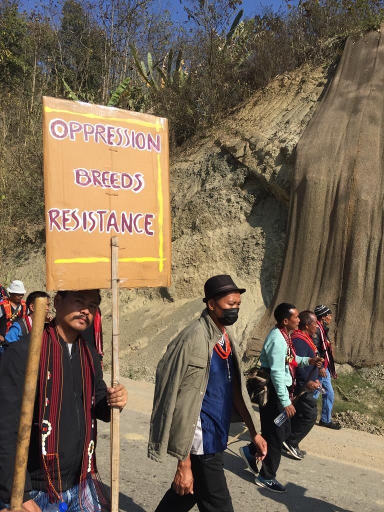 People walking at the March for the Repeal of the AFSPA. The march began on January 10 morning and will end in Kohima on January 11.