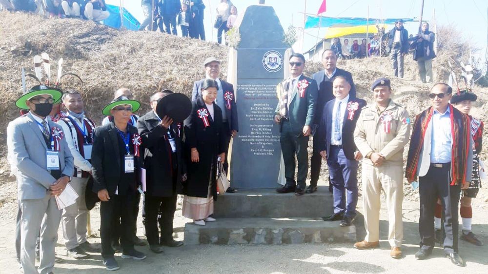 Er Zale Neikha, R Khing, Medo Yhokha and others at the 75 years anniversary of RSA cum civic reception of 1st DC & 1st SP Tseminyu on January 10.