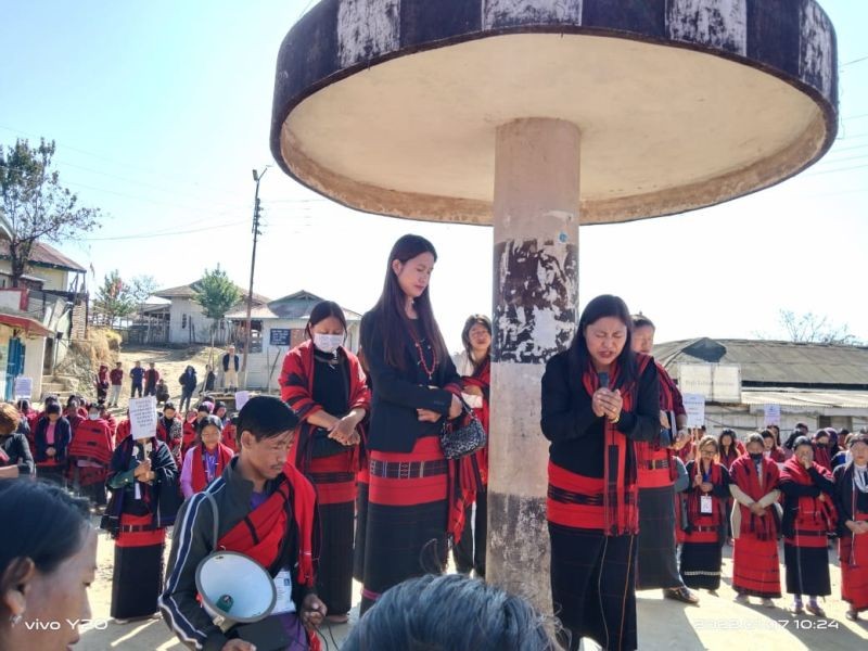 The Yimkhiung Women Organisation (YWO) organised a mass rally on January 7 to express support for the Yimkhiung Tribal Council’s demand for Shamator district. (DIPR Photo)