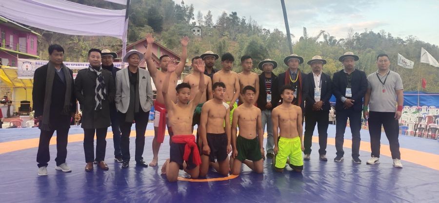 Winners of the NASA-D along with the special guest, guest of honour and executives during the Naga Wrestling match held at Nachama Village on January 22.