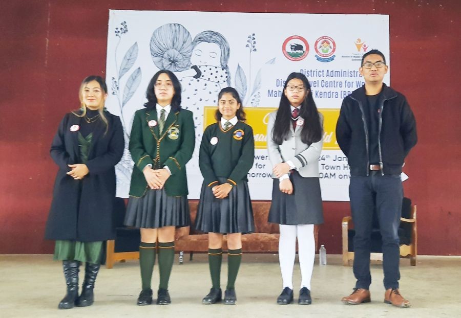 Winners of the extempore speech competition along with the organisers at the Inter-school Extempore speech competition held in commemoration of National Girl Child Day held at Town hall, Mokokchung on January 24. (Morung Photo)