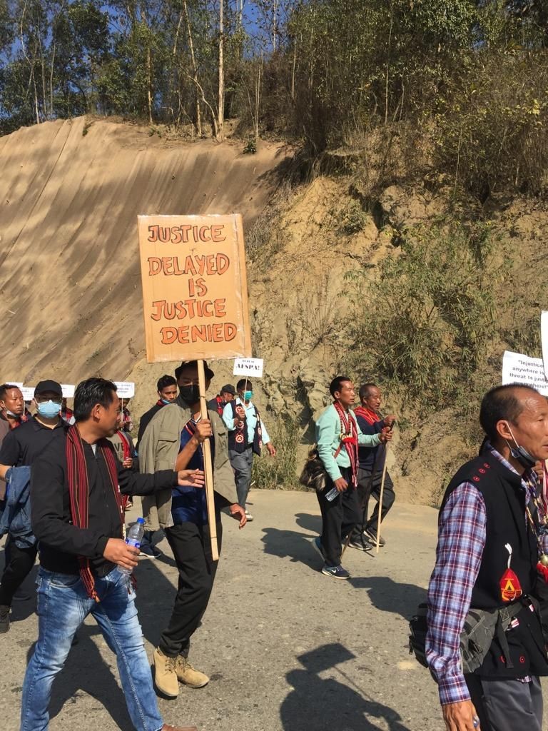 People walking at the March for the Repeal of the AFSPA. The march began on January 10 morning and will end in Kohima on January 11.