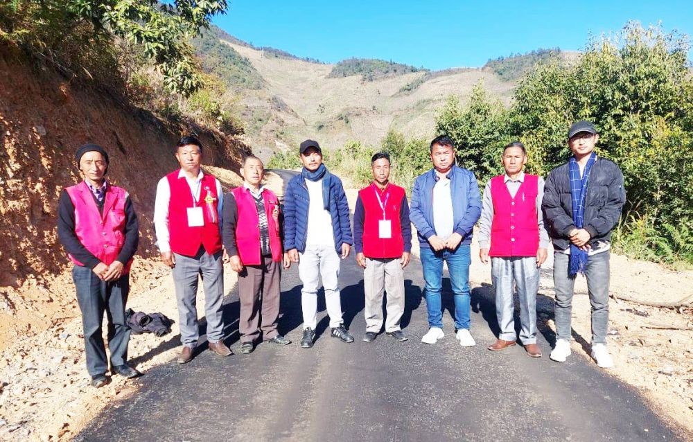 Sitimi Area GBs Union, Sitimi Area Sangtam Students’ Union and Sumi Students’ Union Sitimi Town team during the inspection of the ongoing road construction works from L-022 to Shishimi village under PMGSY scheme and BRO correction work between Sitimi to Seyochung on January 17.
