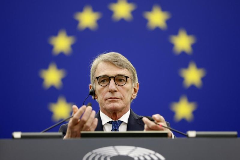 European Parliament President David Sassoli chairs a plenary session at the European Parliament in Strasbourg, eastern France on Nov. 22, 2021. David Sassoli, the Italian journalist who worked his way up in politics and became president of the European Union's parliament, died at a hospital in Italy early Tuesday, Jan. 11, 2022, his spokesperson said. (AP File Photo)