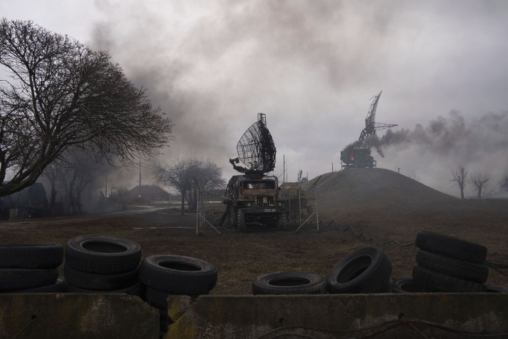 Mariupol: Smoke rises from an air defence base in the aftermath of an apparent Russian strike in Mariupol, Ukraine, Thursday, Feb. 24, 2022. Russian troops have launched their anticipated attack on Ukraine. Big explosions were heard before dawn in Kyiv, Kharkiv and Odesa as world leaders decried the start of Russian invasion that could cause massive casualties and topple Ukraine's democratically elected government. AP/PTI