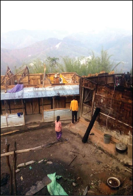 A house in Kiphire village whose roof was blown away by heavy winds. (Morung Photo)
