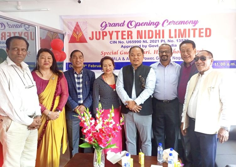 Advisor Tovihoto Ayemi along with officials of Jupyter Nidhi Limited and others at the launch of the company in Dimapur on February 19. (Morung Photo)