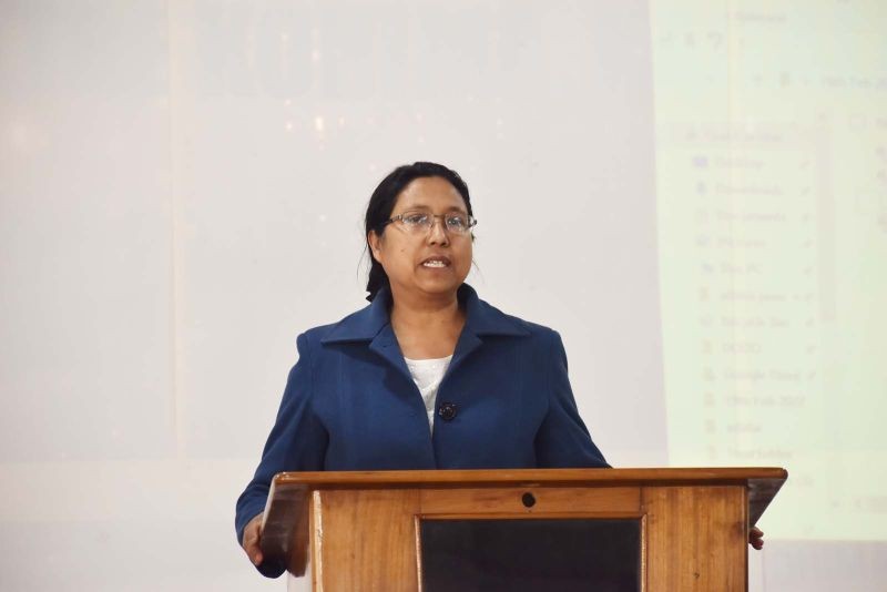 Purnima Kayina, Headmistress of Cherry Blossoms School, Kohima giving an ‘Overview of Special Education in North-East India with reference to disability’ during a one-day seminar on special education organised by Department of Education, Patkai Christian College (Autonomous) on February 19.