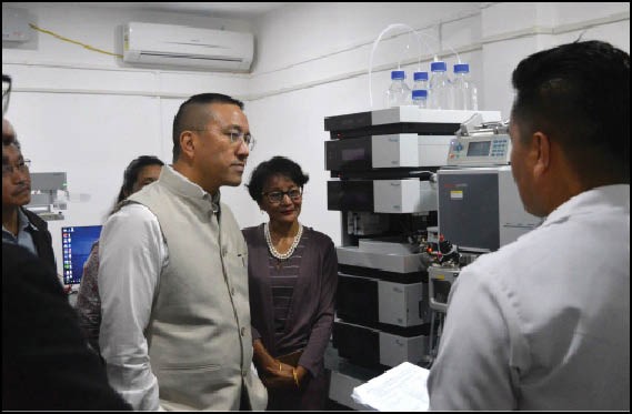 Principal Secretary cum Food Safety Commissioner, I Himato Zhimomi and others during the inauguration of the state food laboratory to level- 2 in Kohima on May 14. (DIPR Photo)