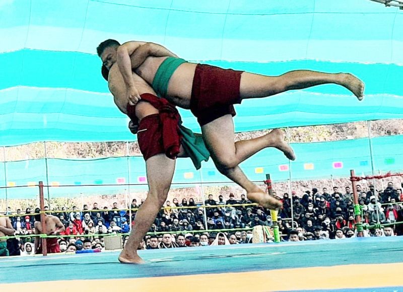 Chakhesang wrestlers in action in one of the range tournaments. (File Photo)
