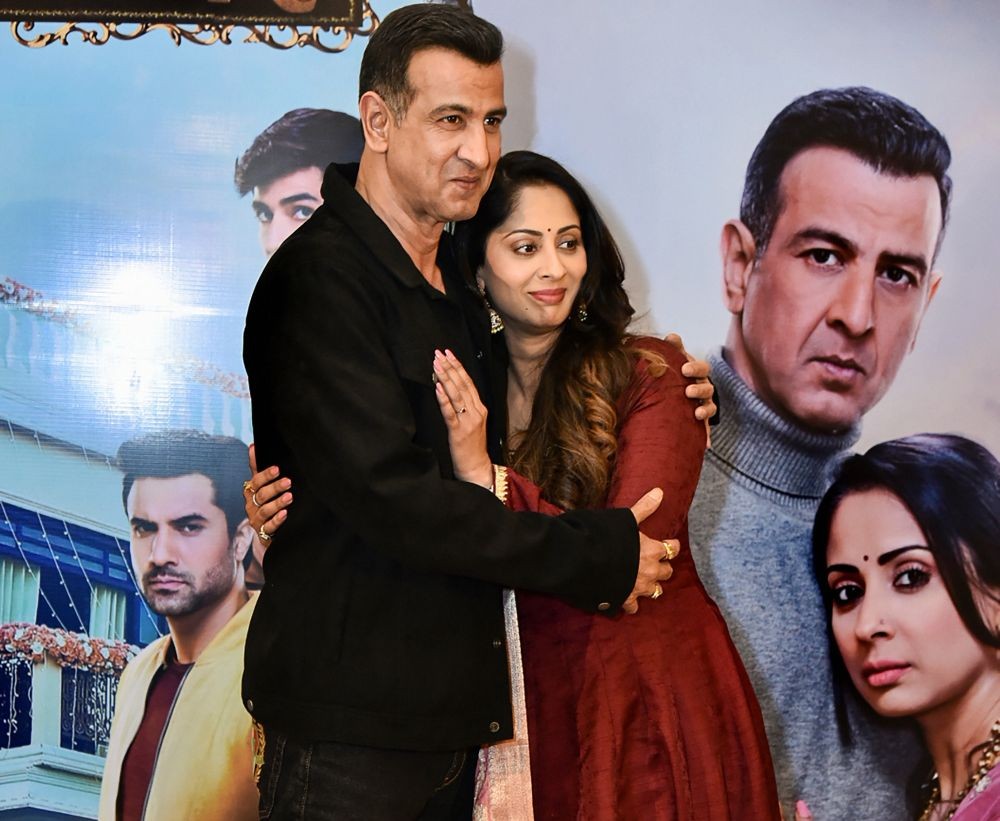 New Delhi: Actors Ronit Roy Bose and Sangita Ghosh pose for photos, during an event for their upcoming TV show 'Swaran Ghar', in New Delhi, Tuesday, Feb. 22, 2022. (PTI Photo)