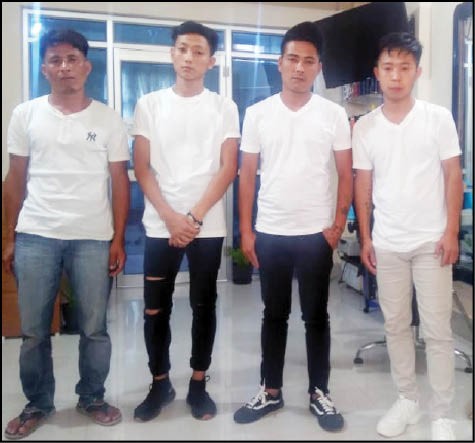 Workers at the Twisted Scissors Men’s Salon on the day of opening at Nemcha Complex, Arkong ward, Mokokchung on June 1. (Morung Photo)