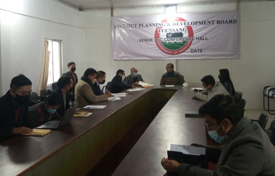 DC and Chairman DTF, Kumar Ramnikant, IAS conducting the DTF meeting at DC's conference hall, Tuensang on February 24. (DIPR Photo)