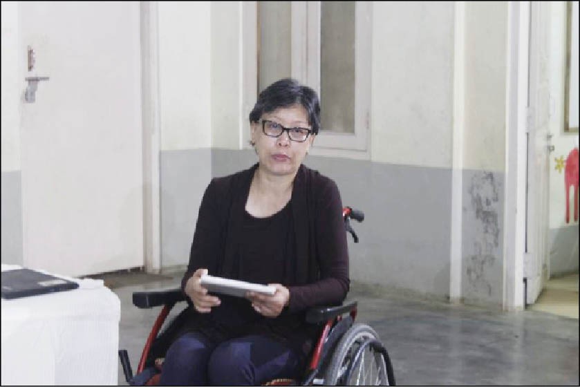 Diethono Nakhro, Commissioner, Persons with Disabilities, Nagaland speaking at the sensitization programme at Bumblebee Inclusive school on May 25. (Morung Photo)