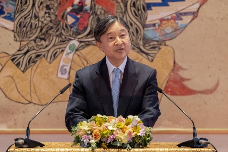 In this photo provided by the Imperial Household Agency of Japan, Japan's Emperor Naruhito speaks during a press conference at the Imperial Palace in Tokyo, Japan, on Monday, Feb. 21, 2022, ahead of the Emperor's 62nd birthday on Feb. 23. (AP Photo)