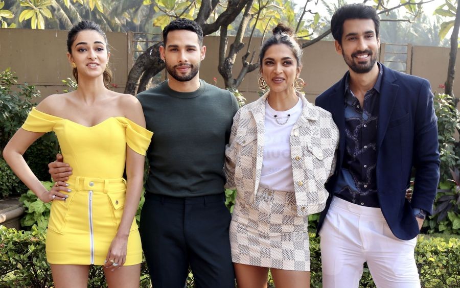 Mumbai: Bollywood actors Deepika Padukone, Siddhant Chaturvedi, Ananya Panday and Dhairya Karwa promote their film 'Gehraiyaan', in Mumbai, Friday Feb. 11. 2022. (PTI Photo)