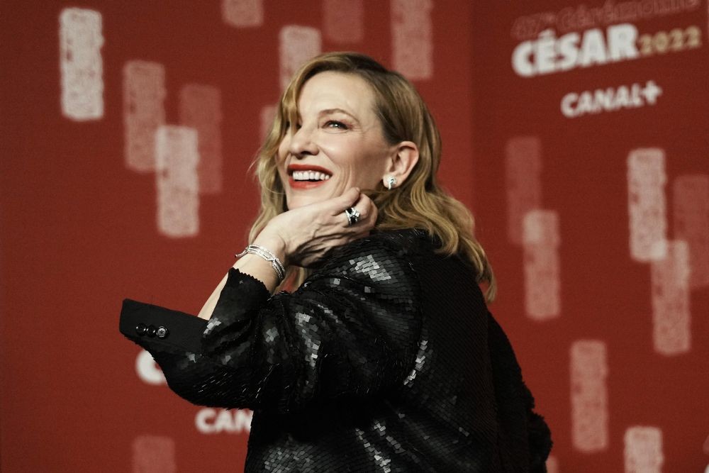 Paris: Cate Blanchett smiles after she posed with the Cesar of Honor award during the 47th Cesar Award ceremony, in Paris, Friday, Feb. 25, 2022. AP/PTI