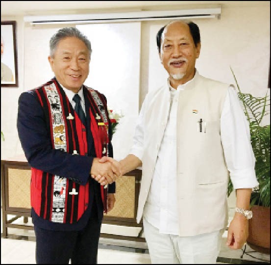 Nagaland State Chief Minister, Neiphiu Rio with Ambassador of Taiwan to India, Chung Kwang Tien in New Delhi on May 28. (DIPR Photo)